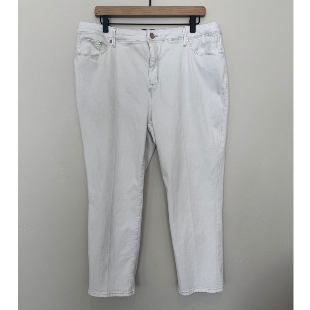 Chicos So Slimming White Crop Jeans 16 Size 3 Stretch Capris Coastal Nautical